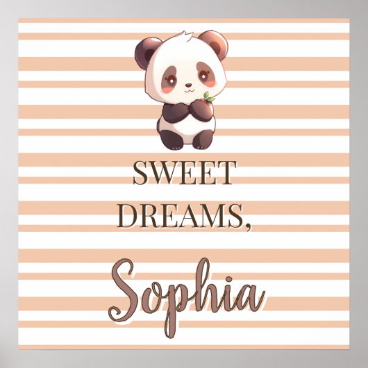 Personalized Cute Panda Sweet Dreams Poster (Voorkant)