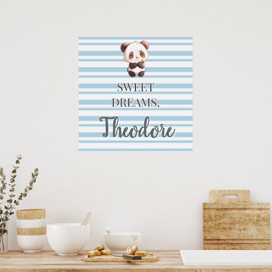 Personalized Cute Panda Sweet Dreams Poster (Keuken)