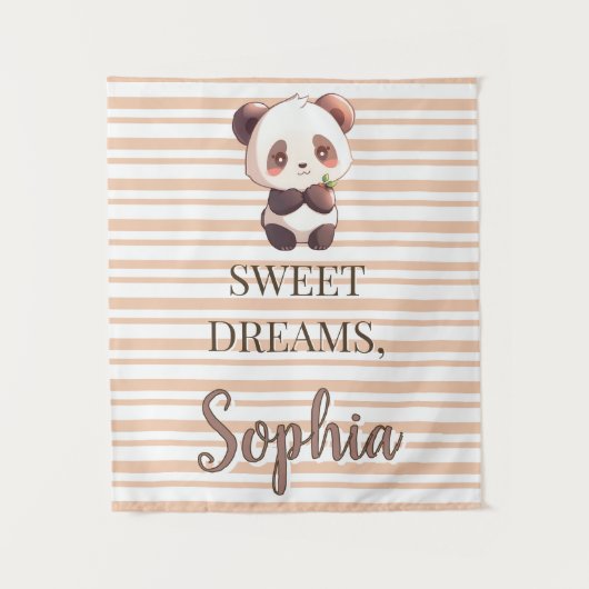 Personalized Cute Panda Sweet Dreams Wandkleed (Voorkant)