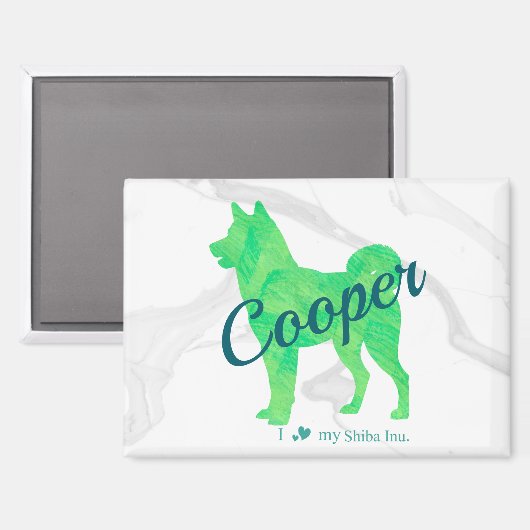 Personalized Cute Pastel Green Shiba Inu - Dog Magneet (Voorkant / Achterkant)
