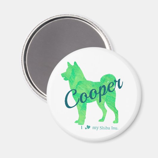 Personalized Cute Pastel Green Shiba Inu - Dog Magneet (Voorkant / Achterkant)
