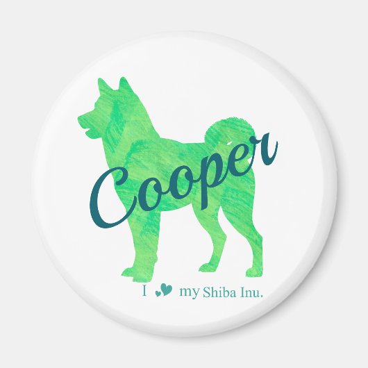 Personalized Cute Pastel Green Shiba Inu - Dog Magneet (Voorkant)