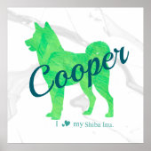 Personalized Cute Pastel Green Shiba Inu - Dog Poster (Voorkant)