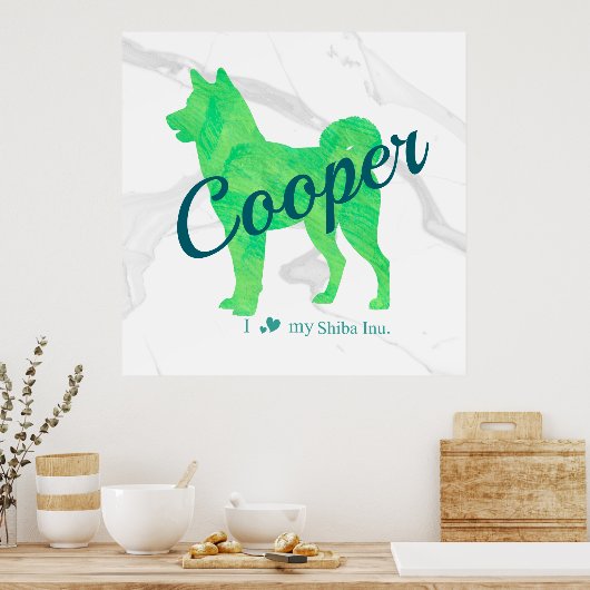 Personalized Cute Pastel Green Shiba Inu - Dog Poster (Keuken)