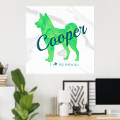 Personalized Cute Pastel Green Shiba Inu - Dog Poster (Thuiskantoor)