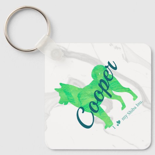 Personalized Cute Pastel Green Shiba Inu - Dog Sleutelhanger (Voorkant)