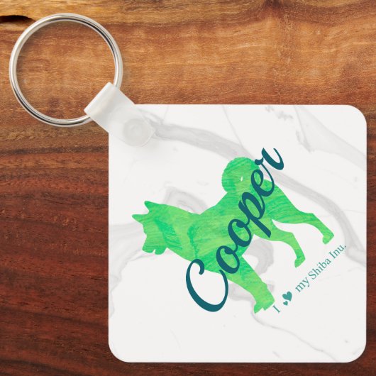 Personalized Cute Pastel Green Shiba Inu - Dog Sleutelhanger (Voorkant)
