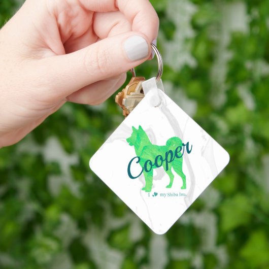 Personalized Cute Pastel Green Shiba Inu - Dog Sleutelhanger (Hand)