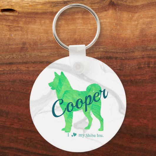Personalized Cute Pastel Green Shiba Inu - Dog Sleutelhanger (Voorkant)