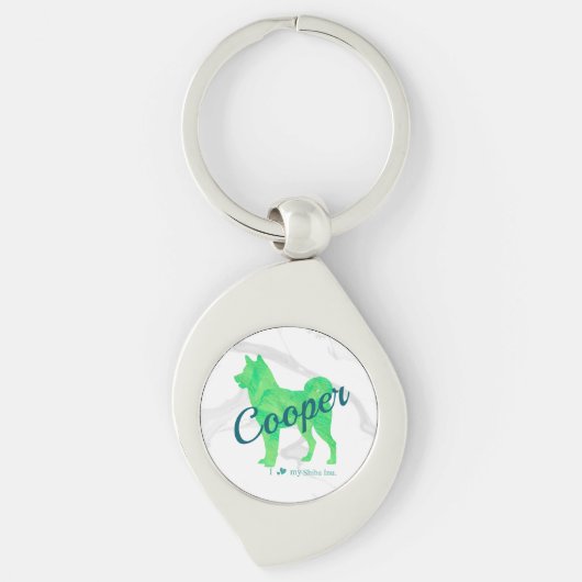 Personalized Cute Pastel Green Shiba Inu - Dog Sleutelhanger (Voorkant)