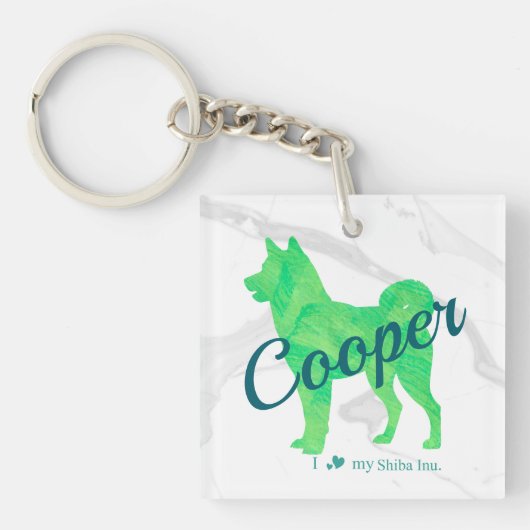 Personalized Cute Pastel Green Shiba Inu Keychain  (voorkant)
