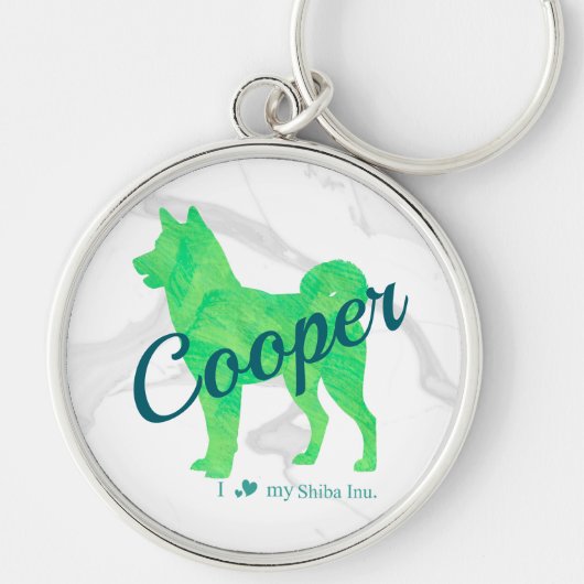 Personalized Cute Pastel Green Shiba Inu Keychain  (Voorkant)