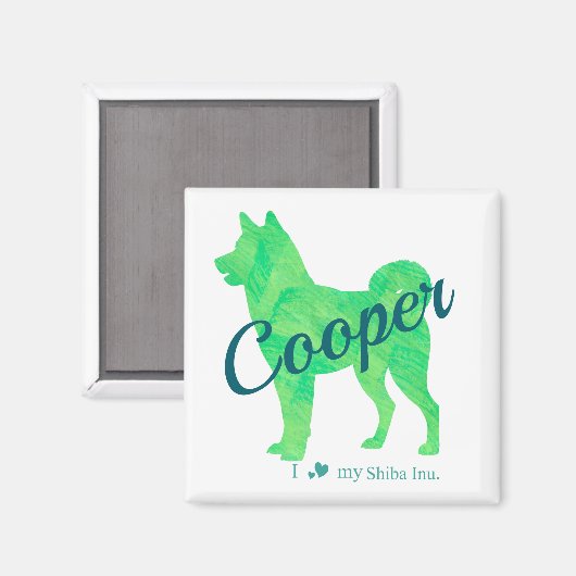 Personalized Cute Pastel Green Shiba Inu Magnet (Voorkant / Achterkant)