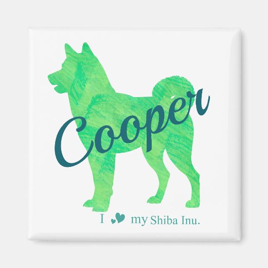 Personalized Cute Pastel Green Shiba Inu Magnet (Voorkant)