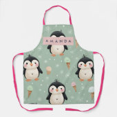 Personalized Cute Penguin & Ice Cream Pattern Schort (Voorkant)