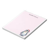 Personalized Cute Penguin in Santa Hat Christmas  Notitieblok (Linkerzijde)