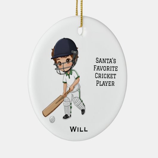 Personalized Cute Personalized Cricket Player Keramisch Ornament (Rechts)