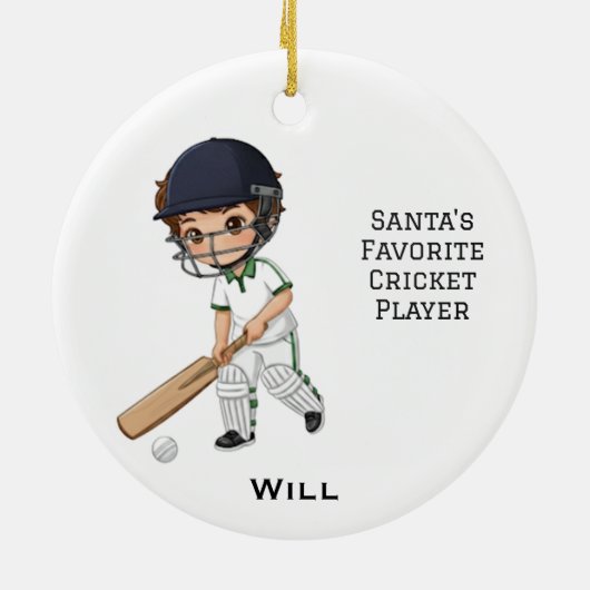 Personalized Cute Personalized Cricket Player Keramisch Ornament (Achterkant)