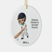 Personalized Cute Personalized Cricket Player Keramisch Ornament (Rechts)
