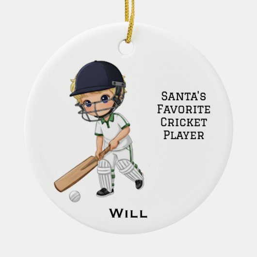 Personalized Cute Personalized Cricket Player Keramisch Ornament (Voorkant)