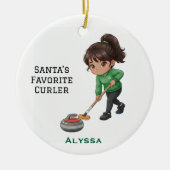 Personalized Cute Personalized Curler/Curling  Keramisch Ornament (Voorkant)