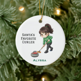 Personalized Cute Personalized Curler/Curling  Keramisch Ornament