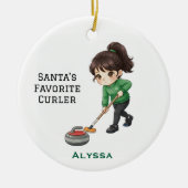 Personalized Cute Personalized Curler/Curling Keramisch Ornament (Voorkant)