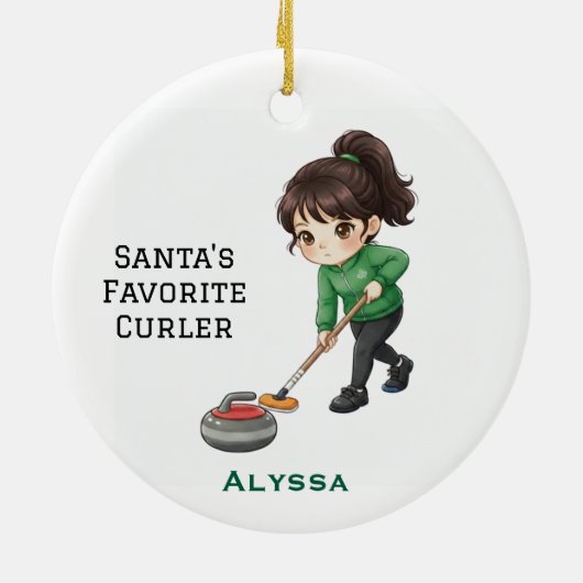 Personalized Cute Personalized Curler/Curling  Keramisch Ornament (Achterkant)