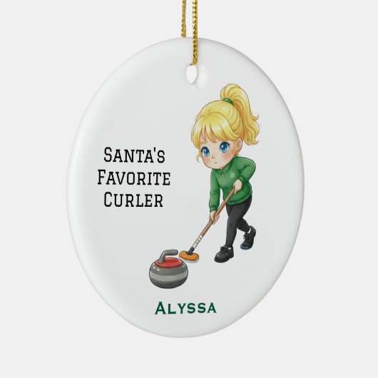 Personalized Cute Personalized Curler/Curling  Keramisch Ornament (Rechts)