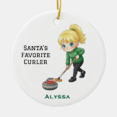 Personalized Cute Personalized Curler/Curling  Keramisch Ornament (Voorkant)