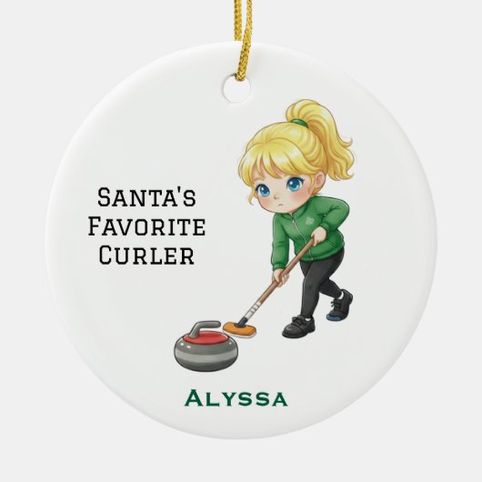 Personalized Cute Personalized Curler/Curling Keramisch Ornament (Voorkant)