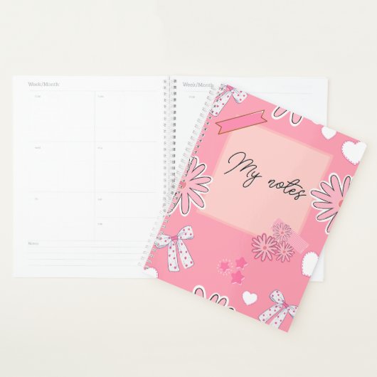 Personalized Cute Pink, Aesthetic “My Notes”  Planner (Display)
