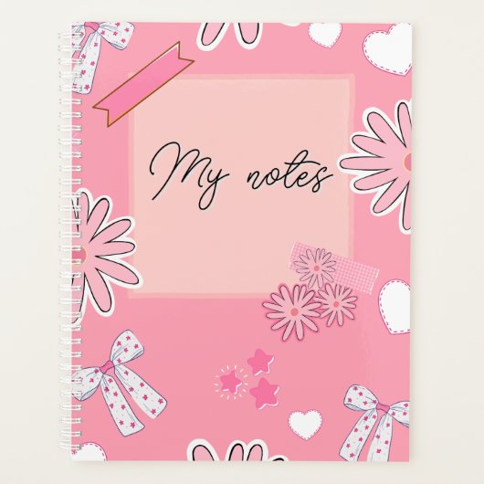 Personalized Cute Pink, Aesthetic “My Notes” Planner (Voorkant)