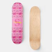 Personalized Cute Pink Bows and Hearts Monogram Persoonlijk Skateboard (Voorkant)