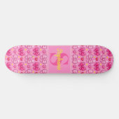 Personalized Cute Pink Bows and Hearts Monogram Persoonlijk Skateboard (Horizontaal)