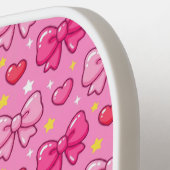 Personalized Cute Pink Bows and Hearts Monogram Pickleball Paddle (Links Detail)