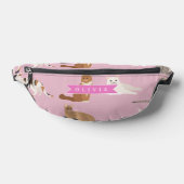 Personalized Cute Pink Cat Pattern Gift Cat Lover Heuptasje (Liggend)