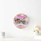 Personalized Cute Pink Cat Pattern Gift Cat Lover Ronde Klok (Huis)