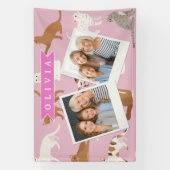 Personalized Cute Pink Cat Pattern Gift Cat Lover Spandoek (Verticaal)