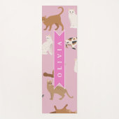 Personalized Cute Pink Cat Pattern Gift Cat Lover Yogamat (Voorkant)