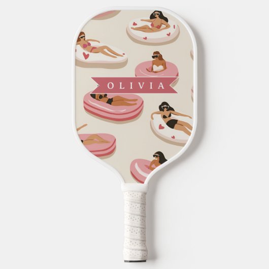 Personalized Cute Pink Pool Float Summer Aesthetic Pickleball Paddle (Voorkant)