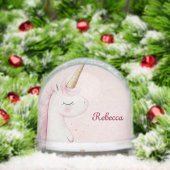 Personalized Cute Pink Unicorn Sneeuwbol (Kerstmis)