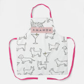 Personalized Cute Playful Dogs & Martinis  Schort (Voorkant)