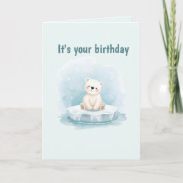 Personalized Cute Polar Bear Birthday Card Kaart