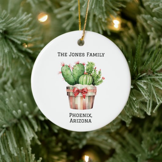 Personalized Cute Potted Cactus  Keramisch Ornament (Boom)