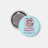 Personalized Cute Raccoon Classroom Valentine Magneet (Voorkant / Achterkant)