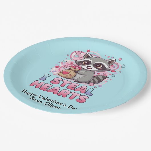 Personalized Cute Raccoon Classroom Valentine Papieren Bordje (Gekanteld)