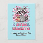 Personalized Cute Raccoon Valentine Briefkaart (Voorkant)