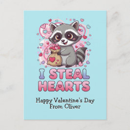 Personalized Cute Raccoon Valentine Briefkaart