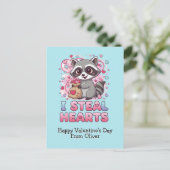 Personalized Cute Raccoon Valentine Briefkaart (Staand voorkant)